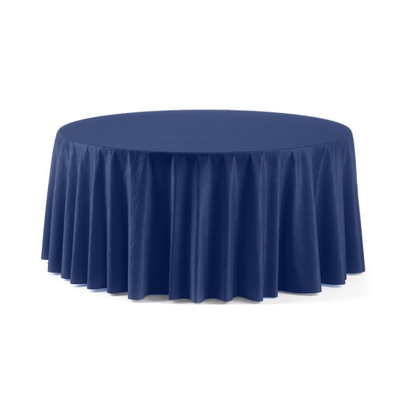 Exquisite Disposable Navy Blue Plastic Tablecloth - 120-Inch Round for Parties