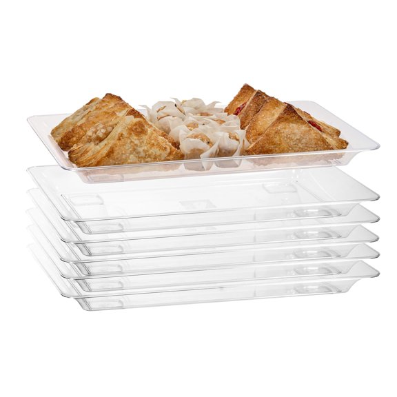 Trendables Clear Plastic Rectangle Serving Trays, 10.5" x 8.5", 6 Pack