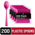 thumbnail image 1 of Exquisite Disposable Spoons - 200 Cerise Plastic Spoons - Hot Pink Party Supplies, 1 of 8
