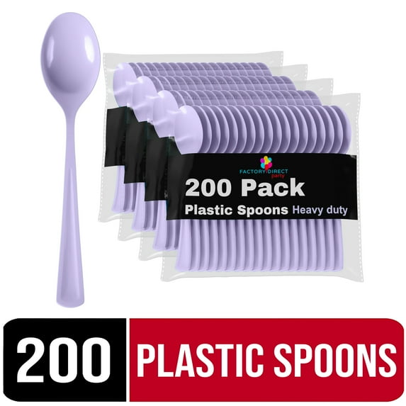 Exquisite Disposable Spoons - 200 Lavender Plastic Spoons - Lavender Party Supplies