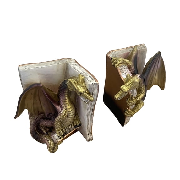 Exquisite Dragon Bookends Set Handcrafted Resin Book Holders for Home & Office Decor, Perfect Gift for Fantasy Lovers