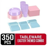 Exquisite 350 Piece Easter Plastic Disposable Party Plates & Dinnerware Combo Set
