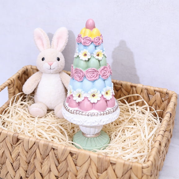 Exquisite Easter Resin Decorative Tree, Cone Craft Ornament Statue, Garden Home Furnishing Decor, Spring Festive Ornament for Indoor Table Yard Display