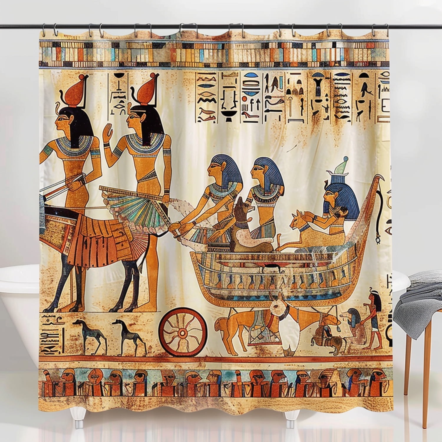 Exquisite Egyptian Charm Pharaoh Chariot & Hieroglyphics Shower