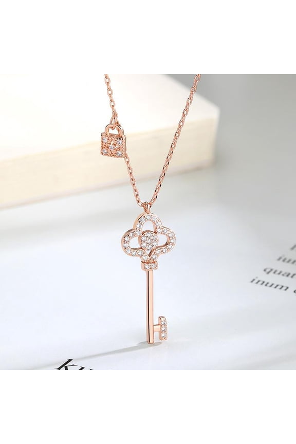 Exquisite and Elegant Key Necklace - Sexy Style Women's Clothes Chain, Women's Zircon Lock and Key Jewelry, Perfect for Gift Giving and Holiday Celebrations, Suitable for All Seasons necklace stack