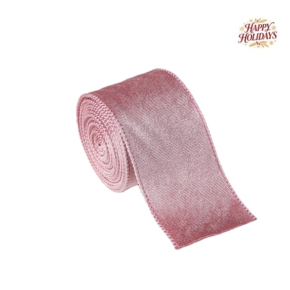 Exquisite Elegant Premium Pink Christmas Ribbon 2.19 Yards with Fine Solid Pattern, Soft Woven Fabric