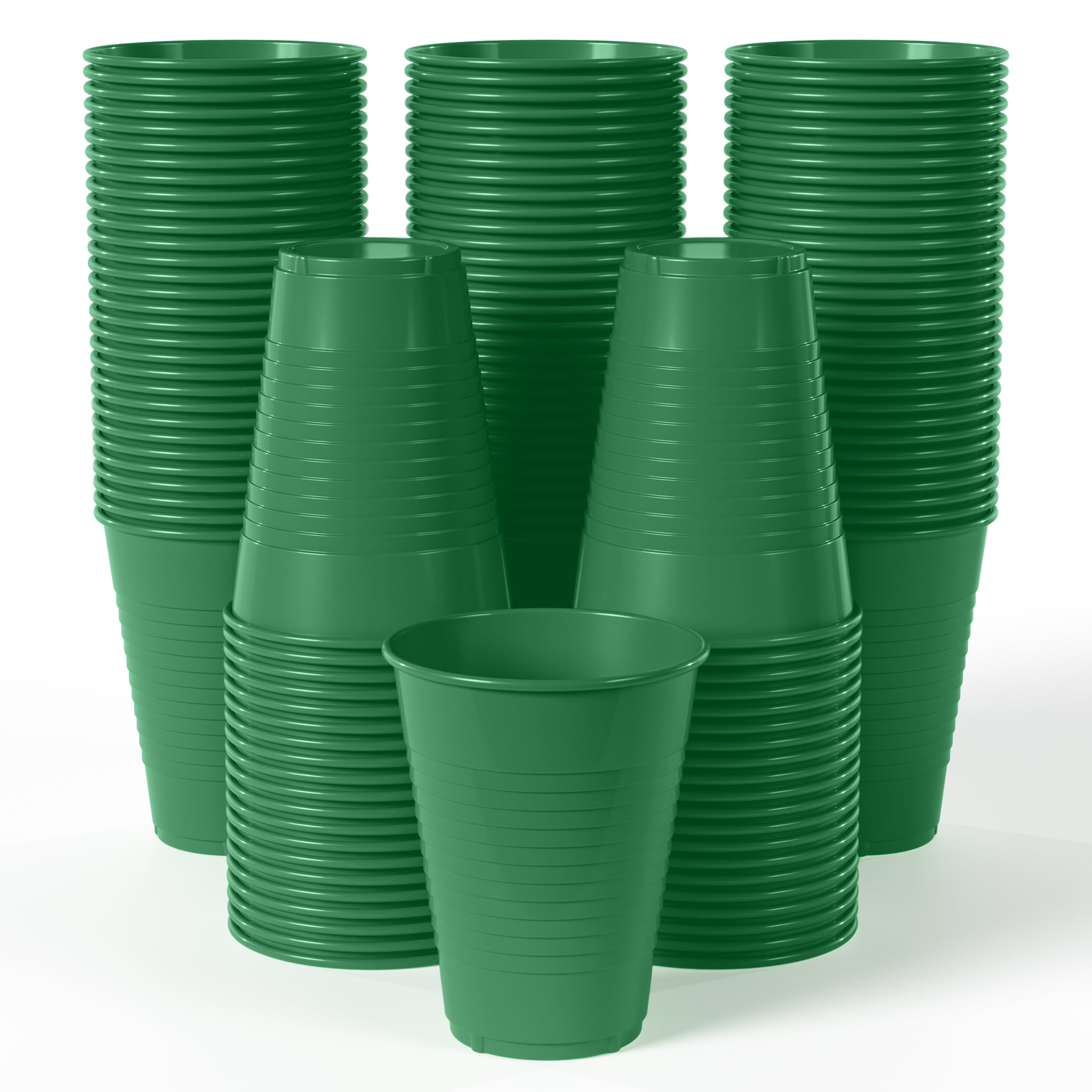 Exquisite Emerald Green Heavy Duty Disposable Plastic Cups, Bulk Party  Pack, 12 oz - 100 Count
