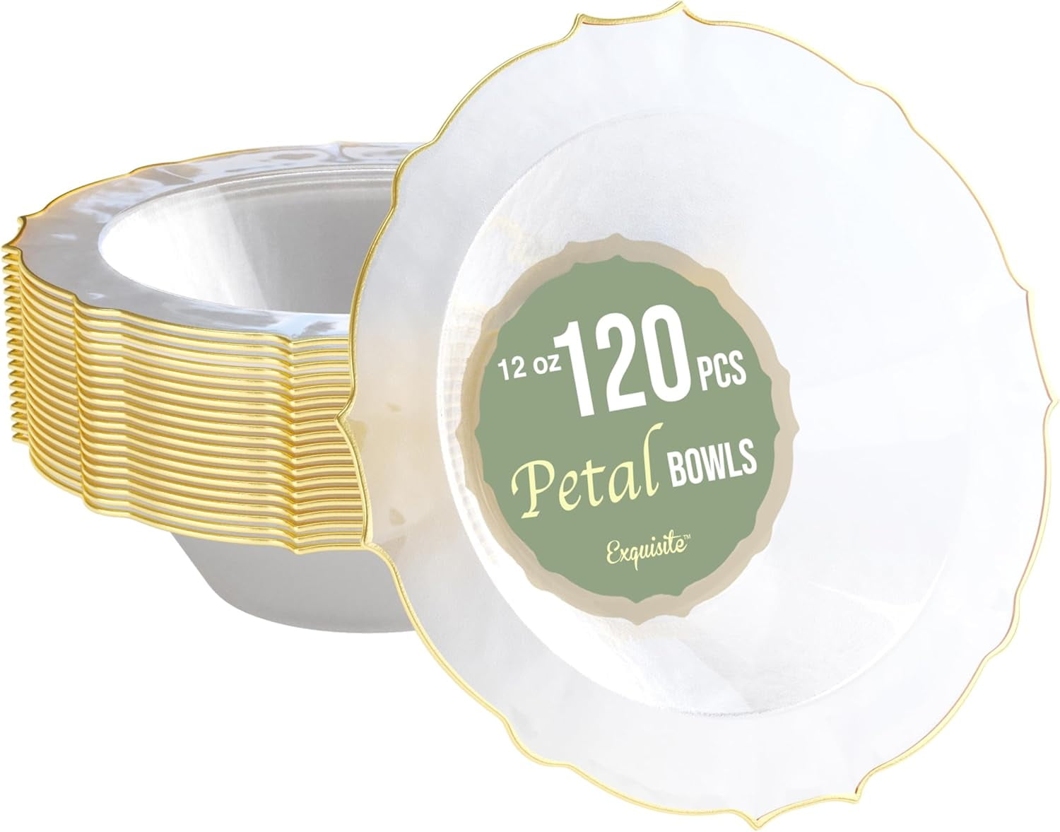 Exquisite Fancy Disposable Bowls - 12 Oz Set of 120 Clear Plastic Bowls ...