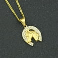thumbnail image 1 of Exquisite Fashion Club Horse Medal Pendant Necklace Men's Gold Plated Metal Round Coin Ice Out Glittering Hip Hop With For You Jewelry Fashion Accessories Creative Gift, 1 of 6