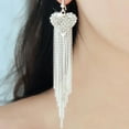 thumbnail image 1 of Exquisite Fashion Sparking Rhinestone Gold Earrings for Women Long Fringe Love Heart Tassel Drop Earrings Jewelry Gifts, 1 of 2