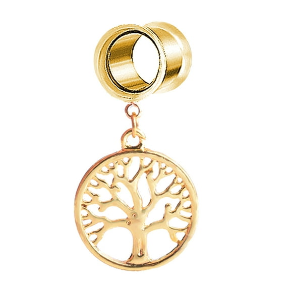 Exquisite Fashion Tree Pendant Earring Expansion Piercing Jewelry(Gold/12mm)