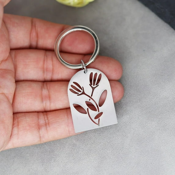 Exquisite Fashion Tulip Key Chain Party Jewelry Stainless Steel Flower Pendant Keyrings Anniversary Gift For Wife Mother