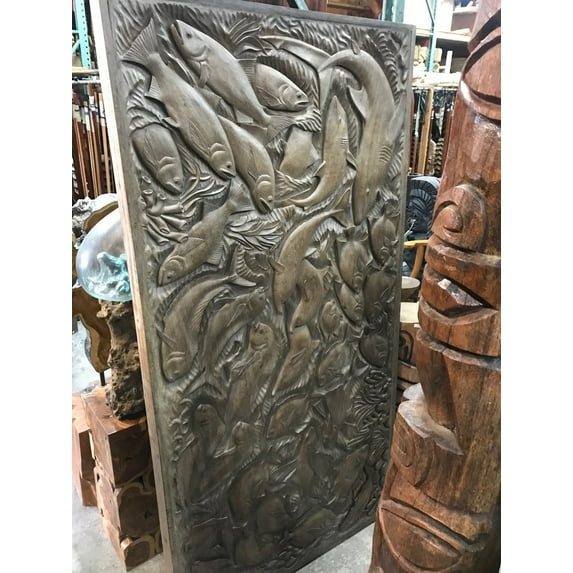 Exquisite Fish Storyboard Relief 81" X 41" - Hand Carved | #rta10