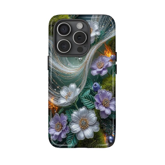 Exquisite Floral Art Bubble Design Phone Case, Shiny Botanical Inspired Artwork, iPhone 17 to 11 Pro Max