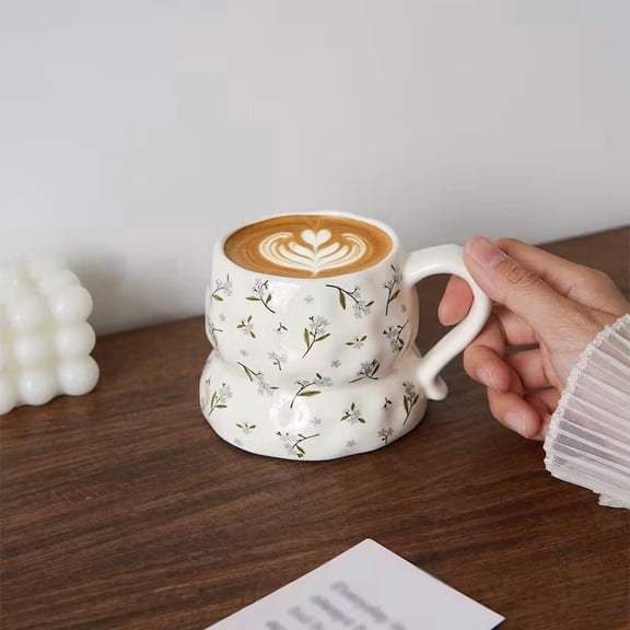 Exquisite Floral Ceramic Mug Elegant Small Coffee Cup for Home Daily Tea and Special Occasions
