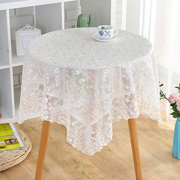 Exquisite Floral Lace Square Tablecloth Sheer Lightweight Decorative Cover Ideal For Dining Room Kitchen Party And Holiday Tabletop Decoration