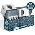 thumbnail image 1 of Exquisite Floral Utensil Caddy with Clear Plastic Forks, Spoons & Knives (3 x 100 Count), 1 of 6