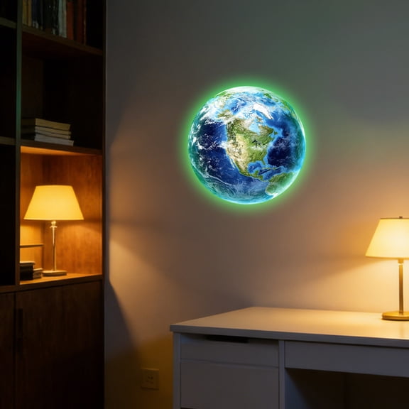 Exquisite Fluorescent Earth Wall Decals for Bedroom, Luminous Continent Sticker & Convenient Room Decor featuring 11.8x11.8 Inch & Quality PVC for Indoor Night Visuals