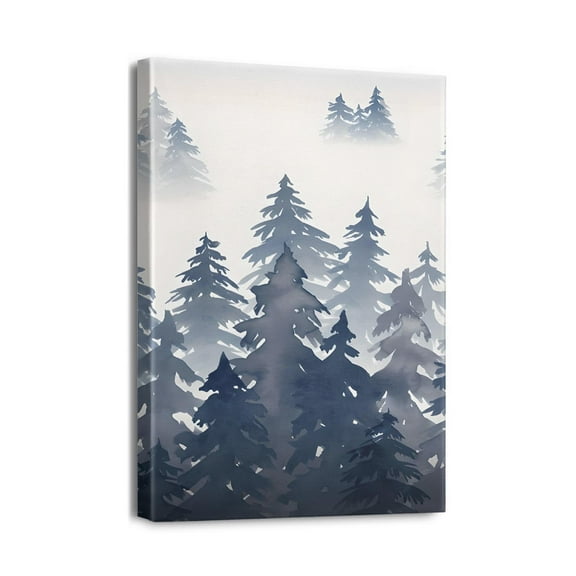 Exquisite Forest Draw for Bedroom 12x16in Nature-Inspired Wall Decor - Foggy Mountain, Green Woodland Scenery & Tree Landscape Backdrop