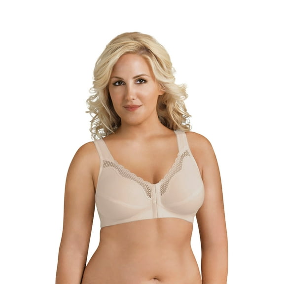 Exquisite Form 5100531 Fully® Wireless Cotton Back & Posture Support Bra with Front Closure & Lace