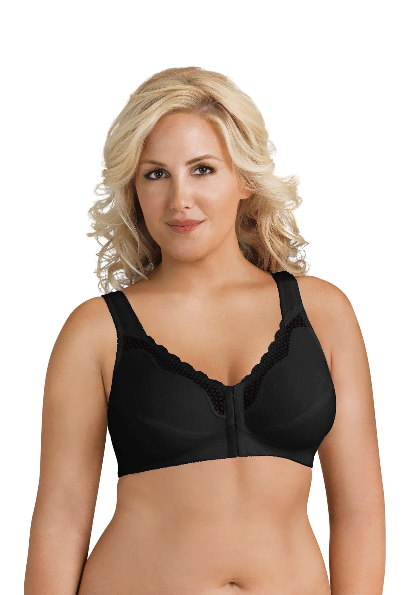 Exquisite Form 5100531 Fully® Wireless Cotton Back & Posture Support Bra with Front Closure & Lace