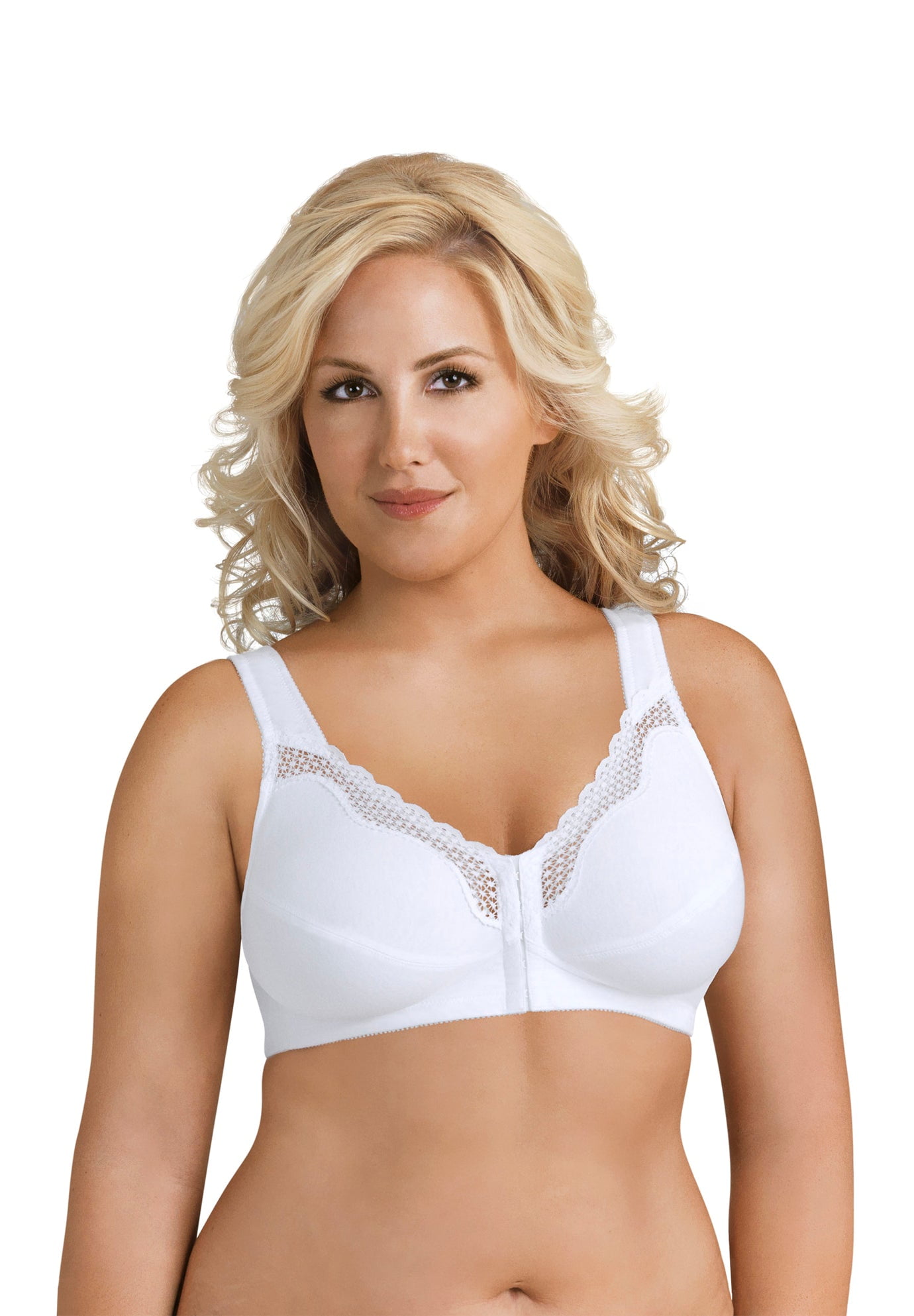 Exquisite Form 5100531 Fully® Wireless Cotton Back & Posture Support Bra with Front Closure & Lace