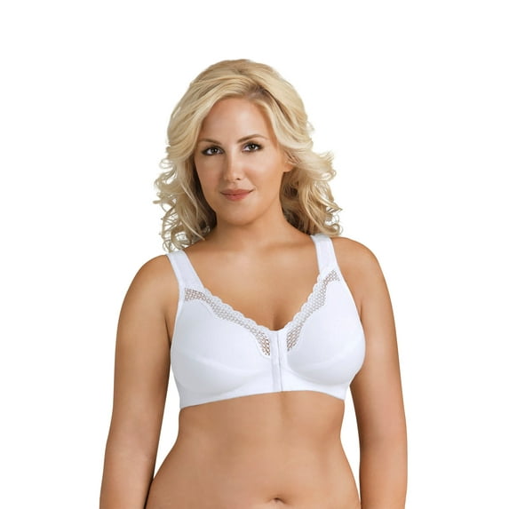 Exquisite Form 5100531 Fully® Wireless Cotton Back & Posture Support Bra with Front Closure & Lace