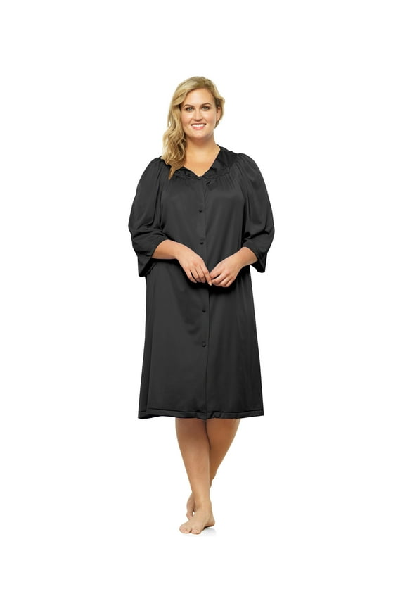 -Women's Button Front Knee Length Robe - Style 10107