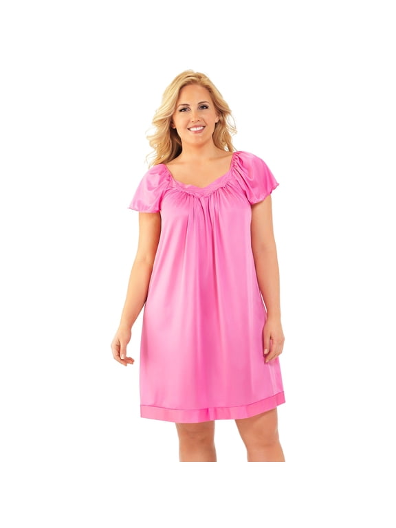 Nylon Tricot Flutter Sleeve Short Knee Length Nightgown 30109