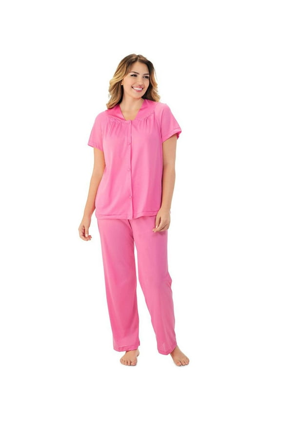 Nylon Tricot Short Sleeve Matching Pajama Set 90107