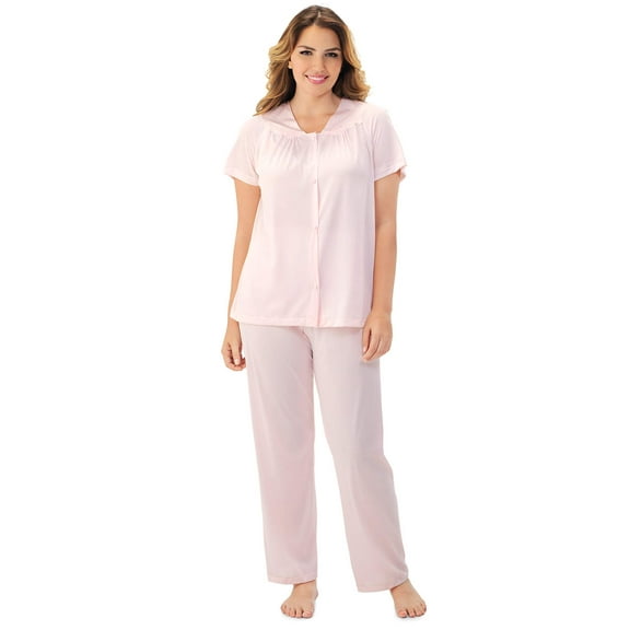 Exquisite Form 90107 Nylon Tricot Short Sleeve Matching Pajama Set