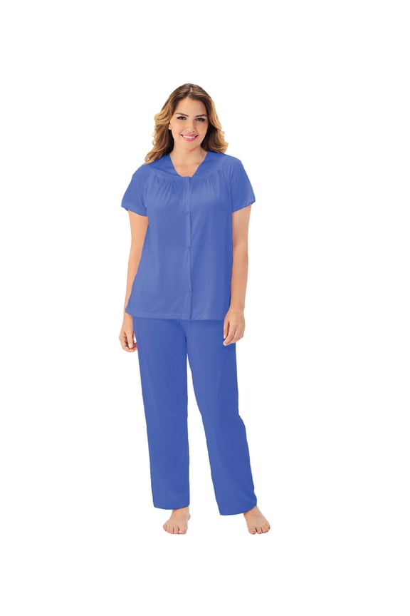 Nylon Tricot Short Sleeve Matching Pajama Set 90107