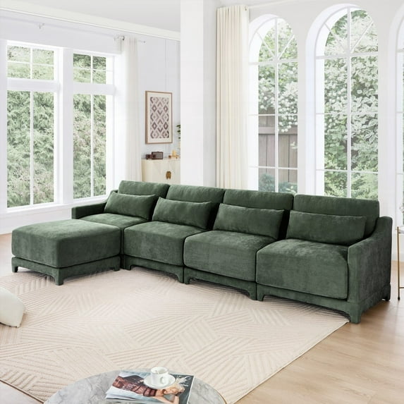 Exquisite Four-seater Sofa with Chenille Fabric & Ergonomic Design
