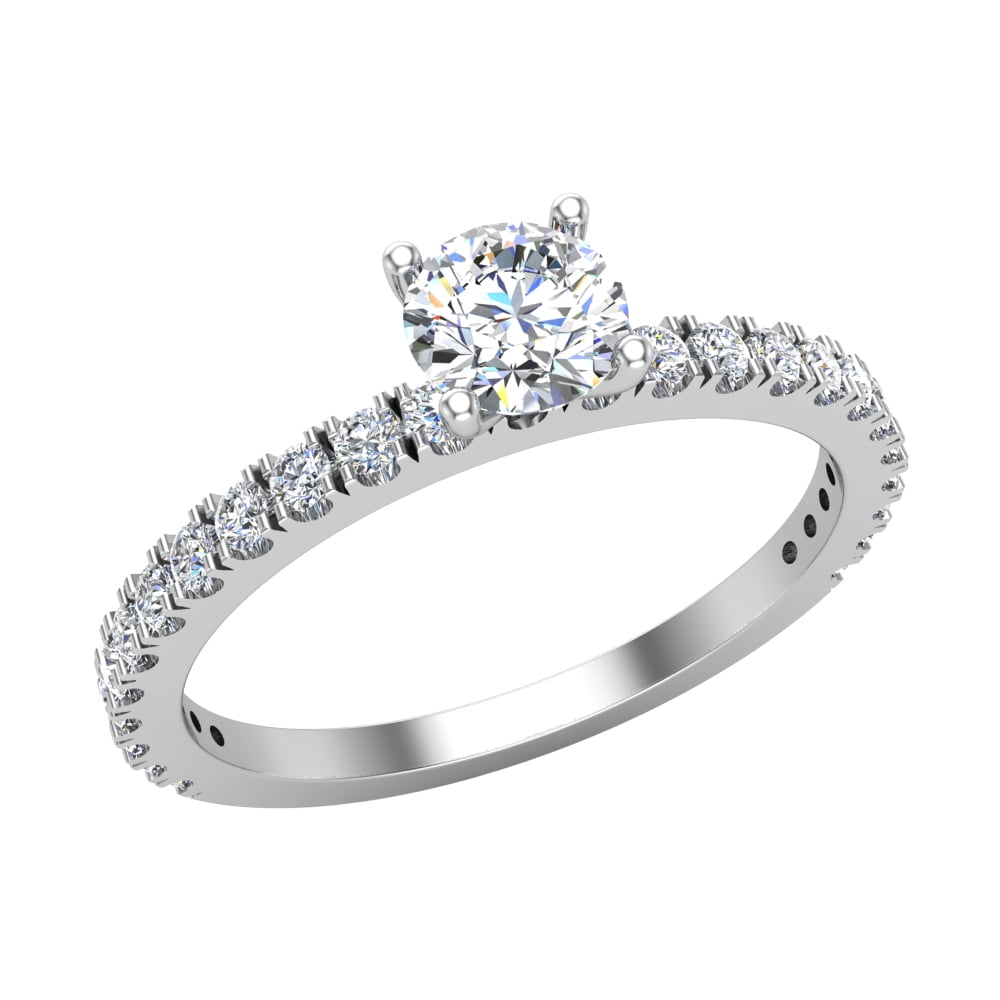 Exquisite French Pave Set Round Brilliant Diamond Ring 18K White Gold 0 ...