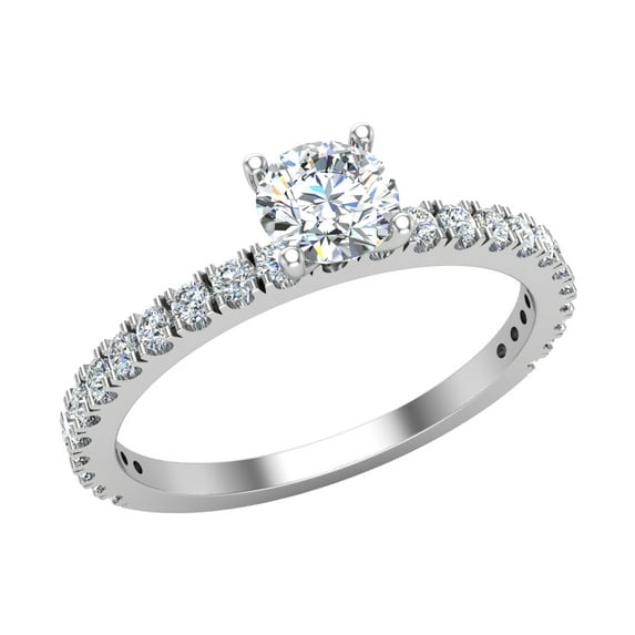 Exquisite French Pave Set Round Brilliant Diamond Ring 18K White Gold 0.75 CT TW (G,VS1)