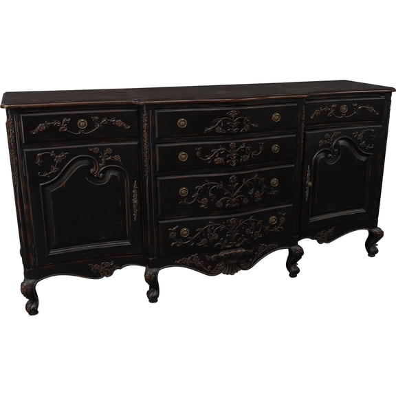 Exquisite French Provincial Sideboard with Blackwash Finish
