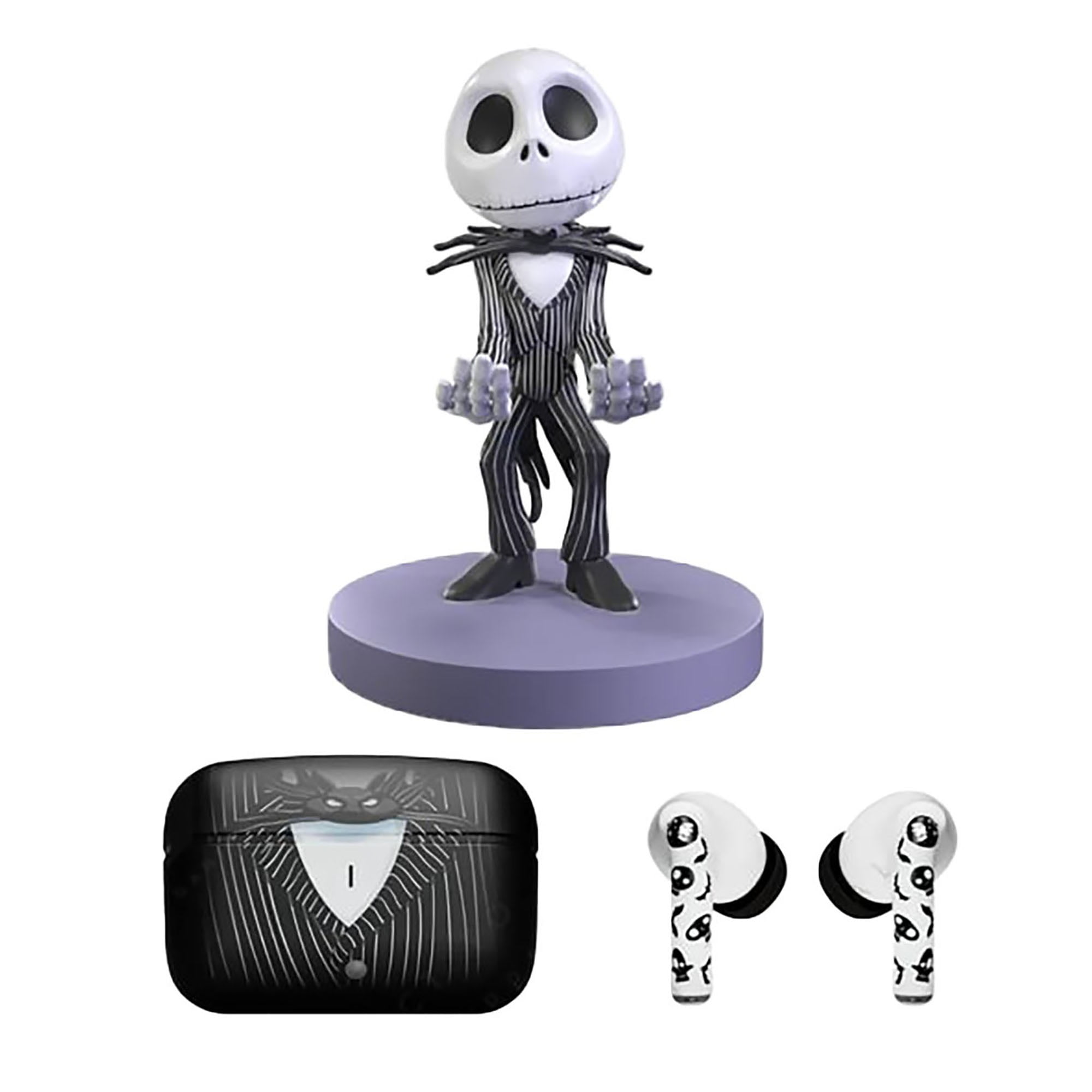 Exquisite Gaming: Buds Pro & Holdems Bundle - Jack Skellington - Wireless Bluetooth Earbuds & Case, Character Device Holder/Figure, Disney TNBC Set