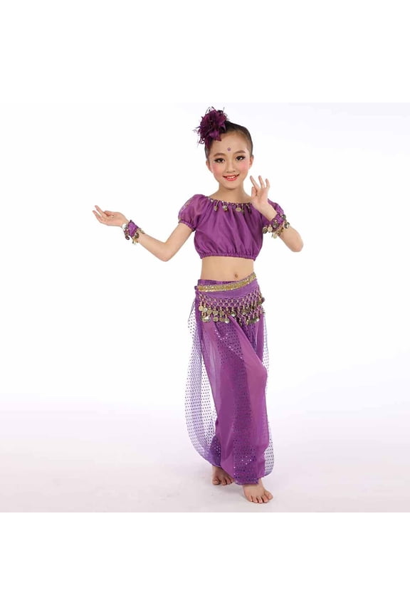 Exquisite Girls Belly Dance Set Traditional Performance Outfit for Kids