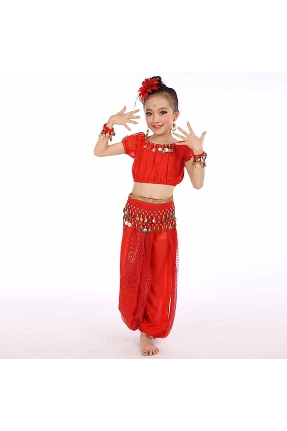 Exquisite Girls Belly Dance Set Traditional Performance Outfit for Kids
