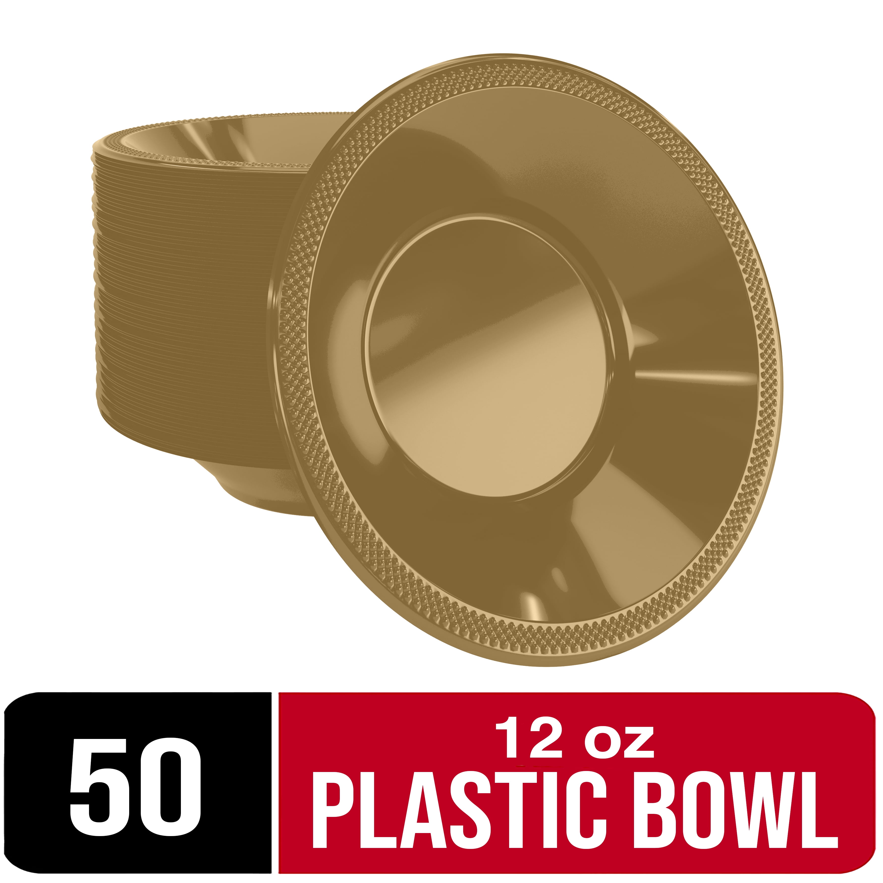 Exquisite Gold Disposable Bowls 50Count 12 Oz Plastic Bowls