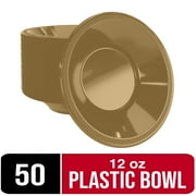 Exquisite Gold Disposable Bowls - 50-Count - 12 Oz - Plastic Bowls