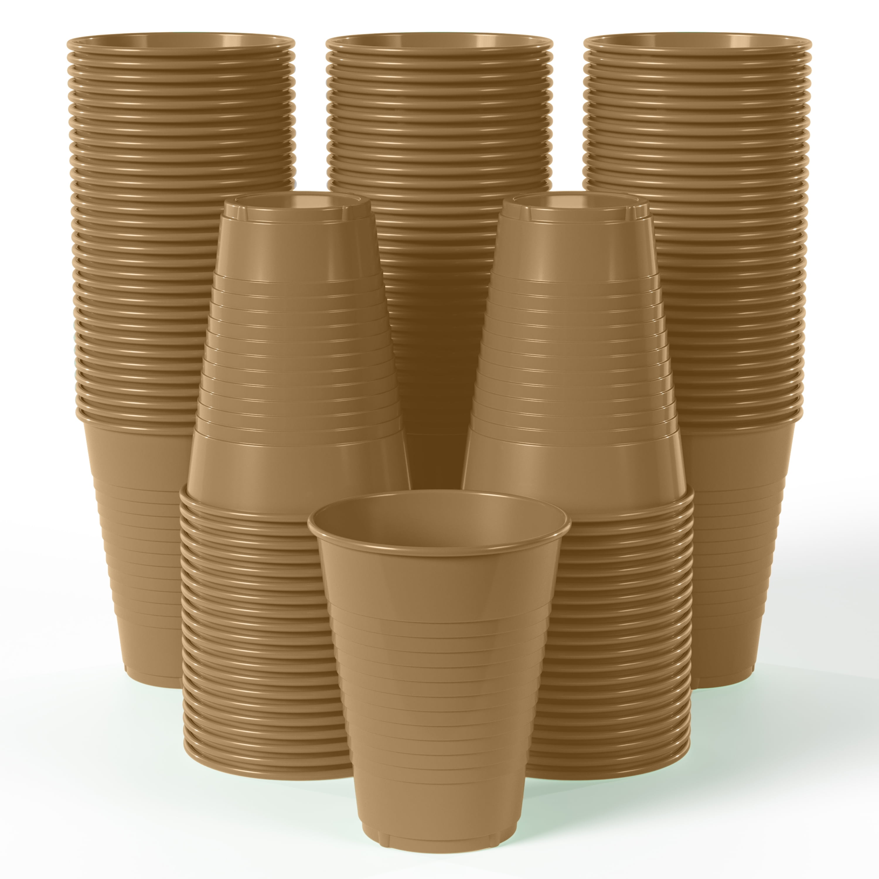 Exquisite Gold Heavy Duty Disposable Plastic Cups, Bulk Party Pack, 12