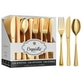 thumbnail image 1 of Exquisite Gold Heavy Duty Plastic Silverware Set, 480 Pcs – 240 Forks, 120 Spoons, 120 Knives, 1 of 7