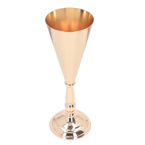 Exquisite Gold Iron Trumpet Flower Vase for Reception Tables and Holiday Banquet Decor 4.7 x 14.2 Inches / 12 x 36 cm
