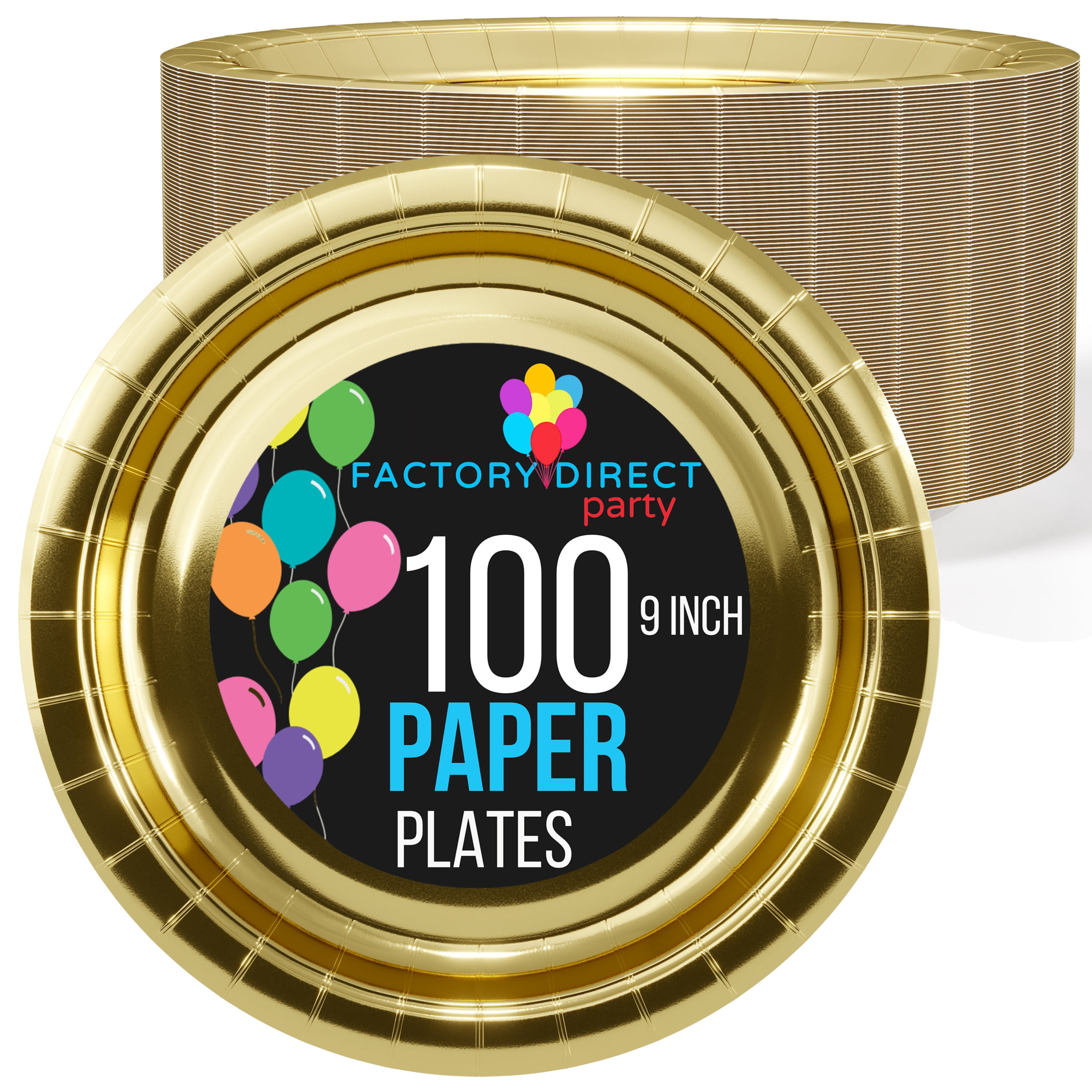 Exquisite Gold Paper Plates - 9 Inch - 100 Count - Bulk Disposable Paper  Plates 