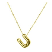 GHSOHS Exquisite Gold Plated Balloon Initial Necklaces for Women Bubble Letter Name Alphabet Pendant Necklace Fashion Jewelry Gifts