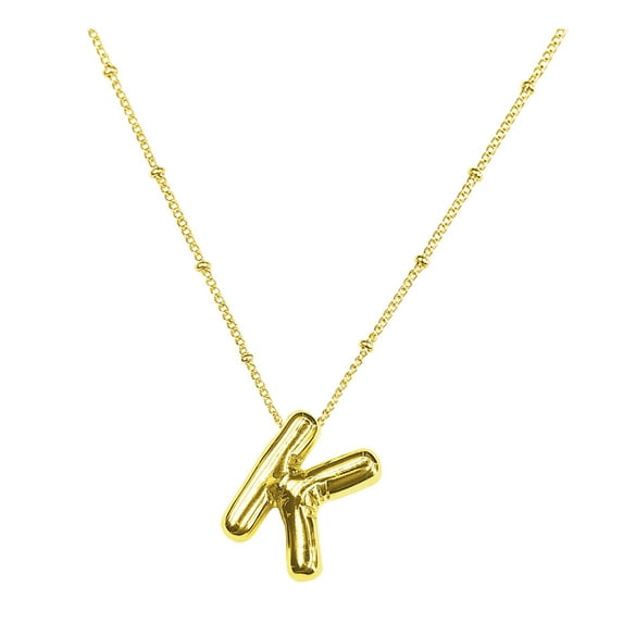Exquisite Gold Plated Balloon Initial Necklaces for Women Name Alphabet Pendant Necklace Fashion Jewelry Gifts