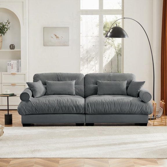 Modern Two-seater Sofa with Velvet Fabric (220×80×75cm) - Comfortable and Stylish for Various Spaces