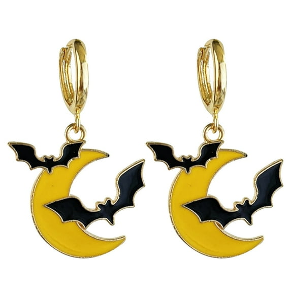 Exquisite Halloween Jewelry - Bat Pumpkin Maple Leaf Autumn Metal Earrings for Thanksgiving Celebrations and Seasonal Fashion
