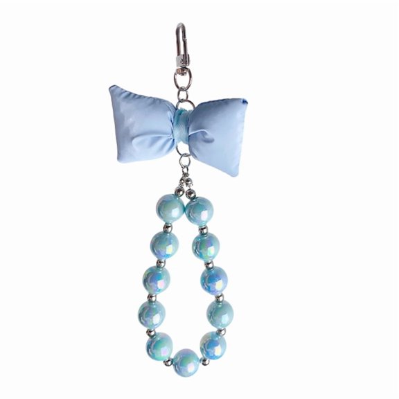 Exquisite Handmade Keychain Accessory Stylish Bowknot Keychain with Heart/Bead Chain Adornment for Fashion Enthusiasts